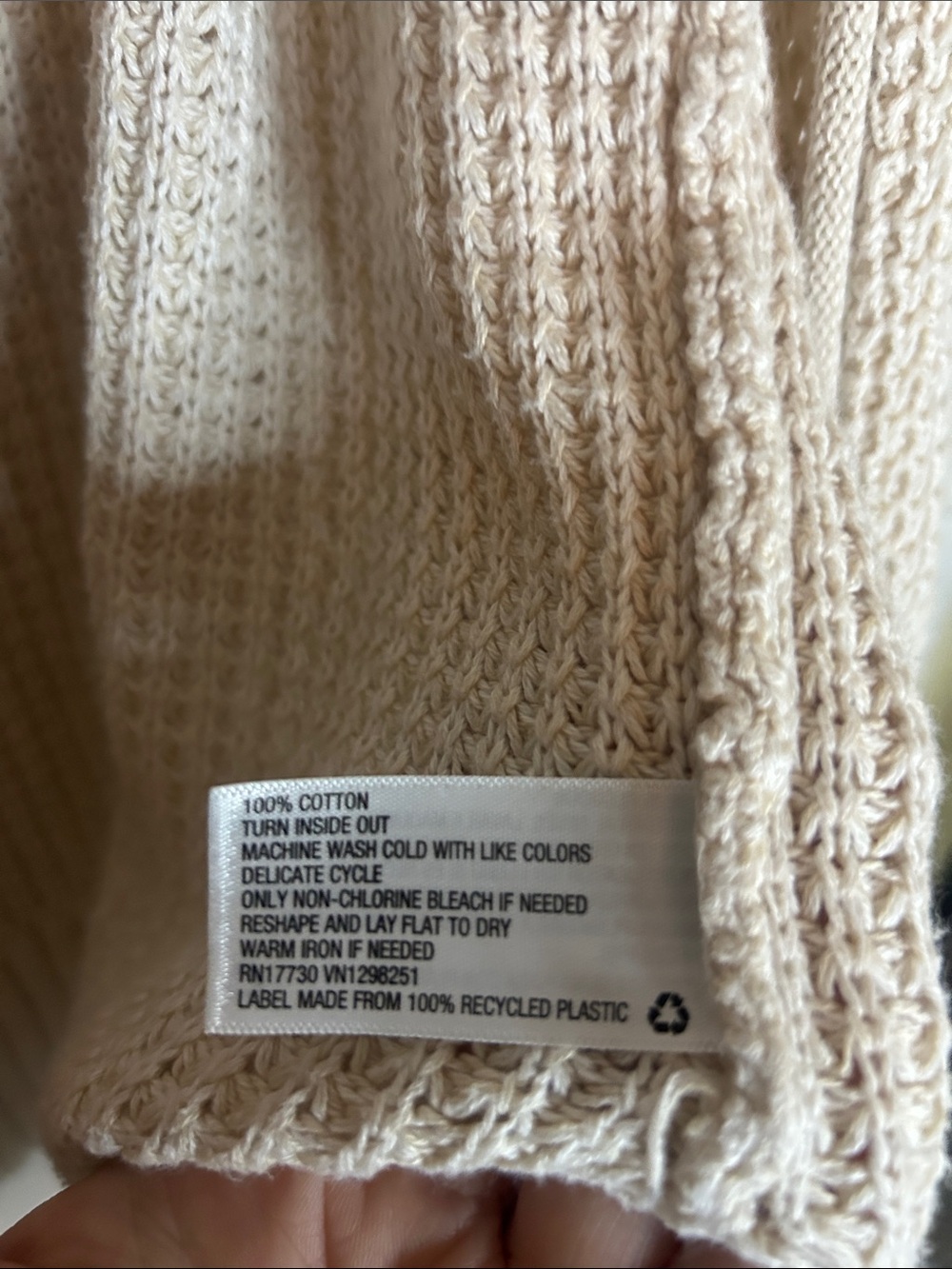 Cream Cotton Open Front Knit Cardigan - Picture 4 of 4
